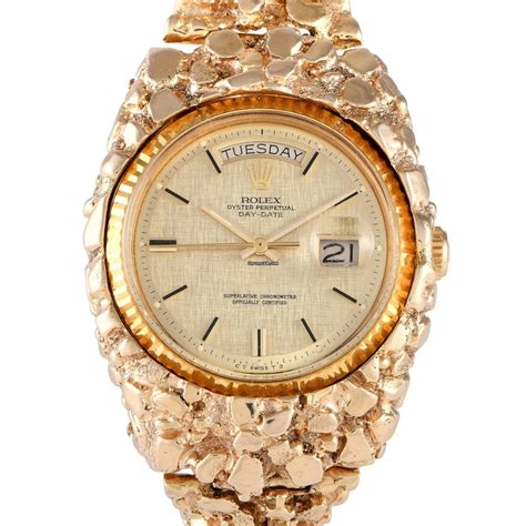 rolex day-date 36 linen dial nugget bracelet watch 1803|vintage rolex day date 1803.